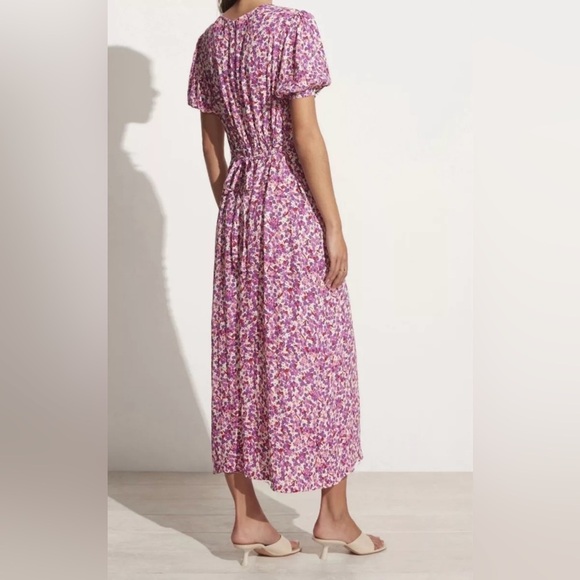 NWT Faithfull The Brand Bellavista Midi Dress Lou Floral Violet Size M - Picture 2 of 5